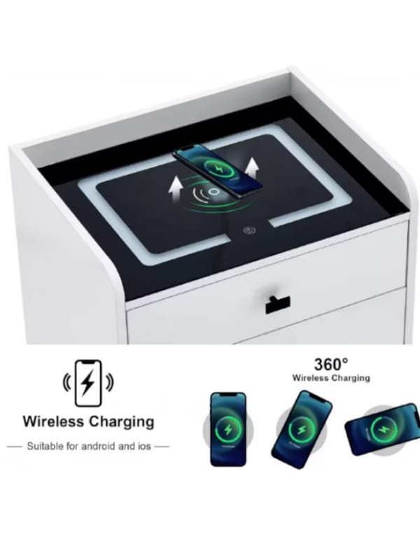 Noptieră Smart Multifuncțională PREMIUM Alb