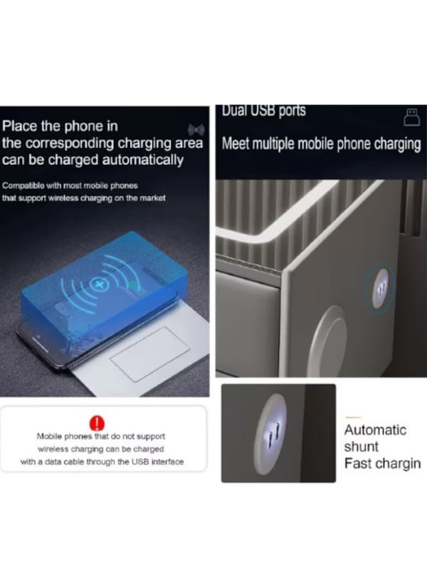 Noptieră Smart Multifuncțională PREMIUM Alb